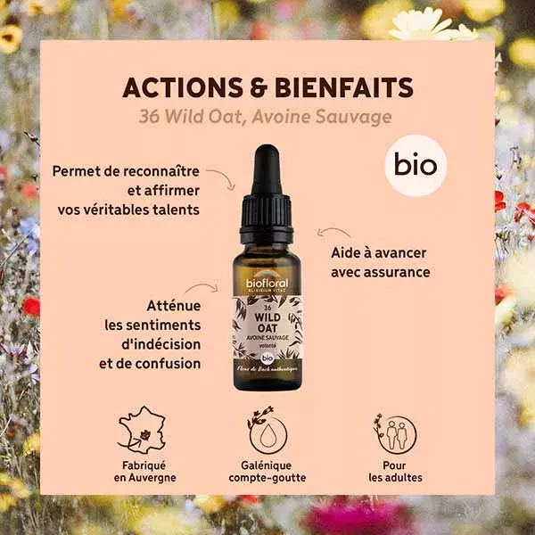 Óleo de Aveia Selvagem Orgânico Biofloral Bach Flower Remedy 36 - 20ml