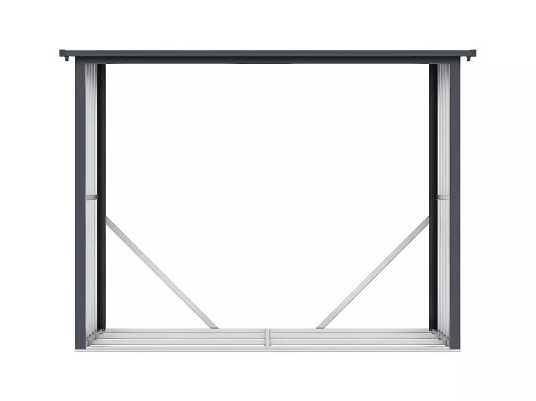 Abri bûches métal en acier galvanisé effet bois 3,27 m3 - 4 stères - L242 x P89 x H190 cm - WINWOOD