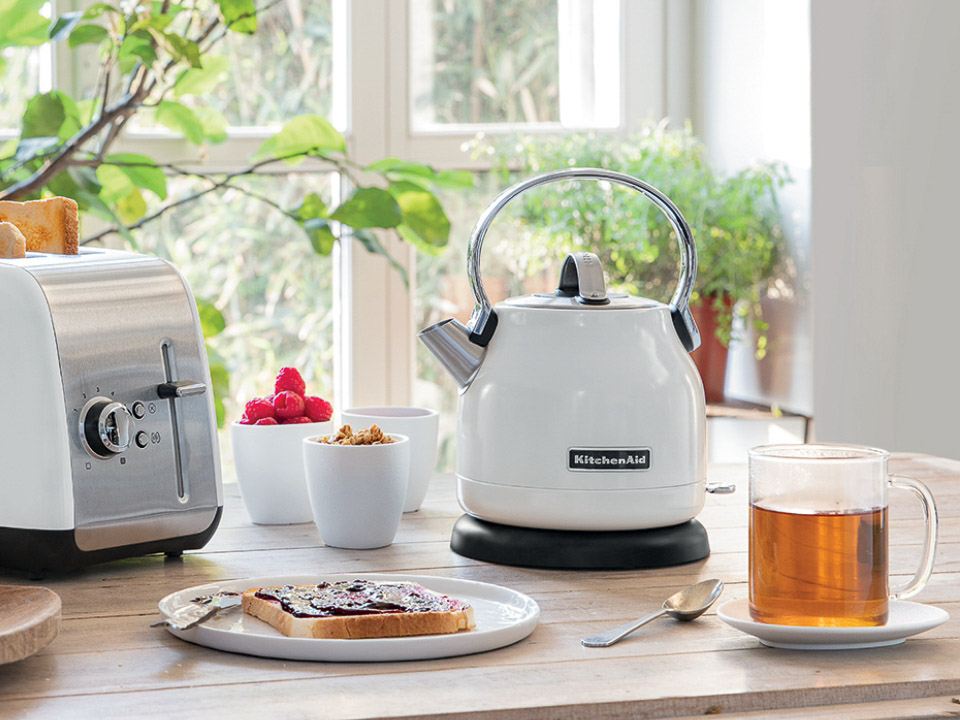 (1.25L) Classic Edelstahl Wasserkocher Retro Design Tauchsieder Krug (5KEK1222EWH) - Weiss