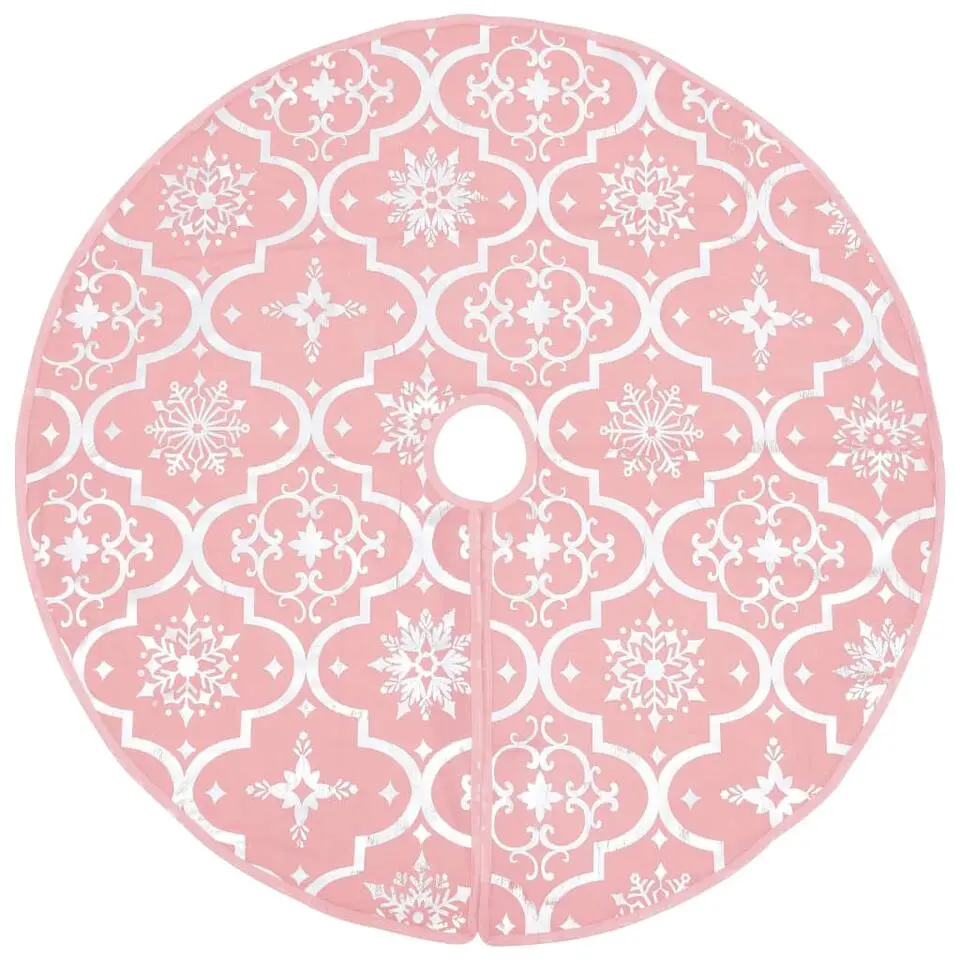 vidaXL - Kerstboomrok luxe met sok sneeuwpatroon 122 cm - Roze - Stof