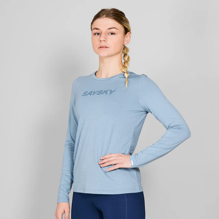 saysky logo pace ls dame blue melange