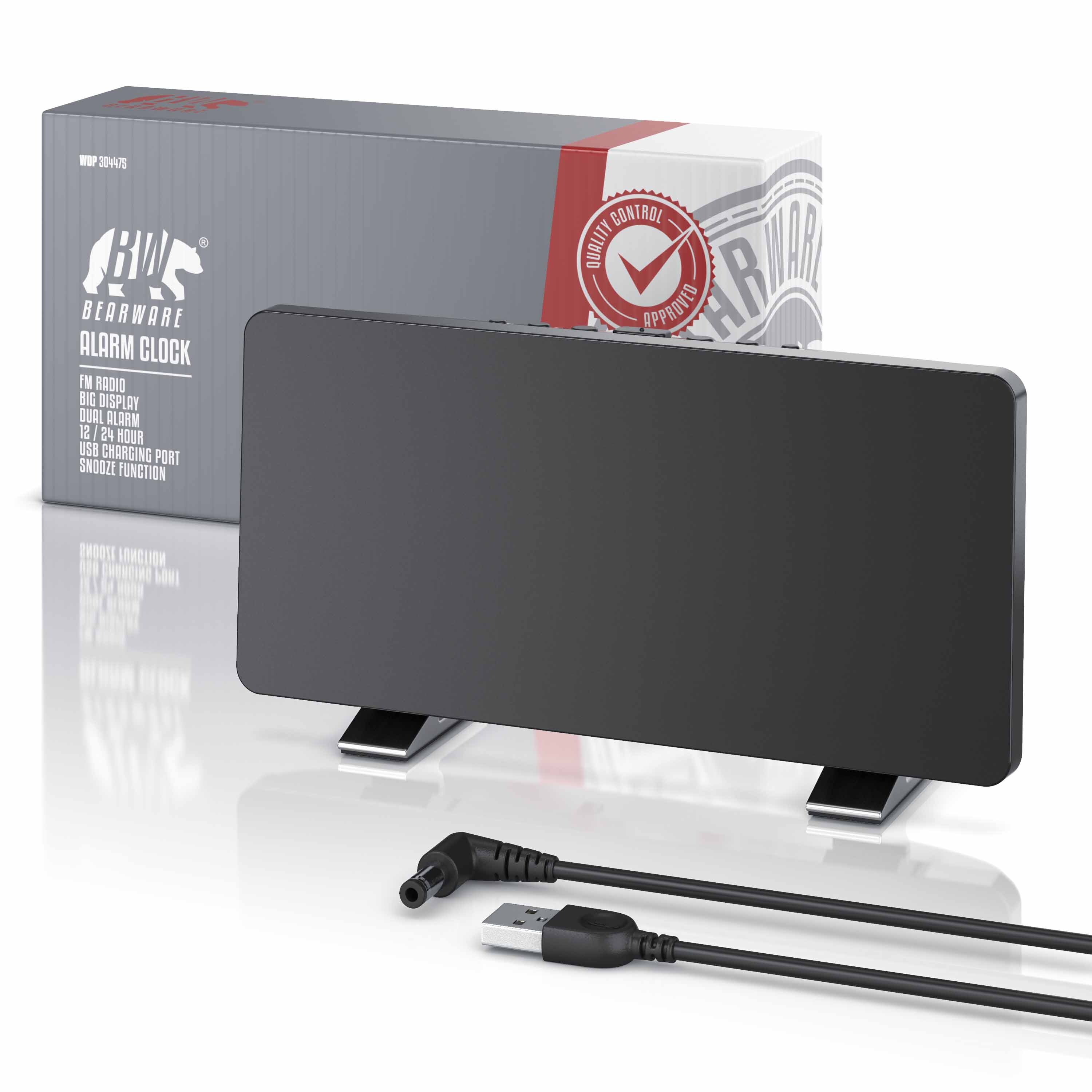 BEARWARE Radiowecker, Digitaler Radio Wecker mit Autodimmer, Snooze, 15 FM Radiospeicher