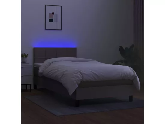 Sommier tapissier avec matelas et LED Taupe 90x190 cm Tissu