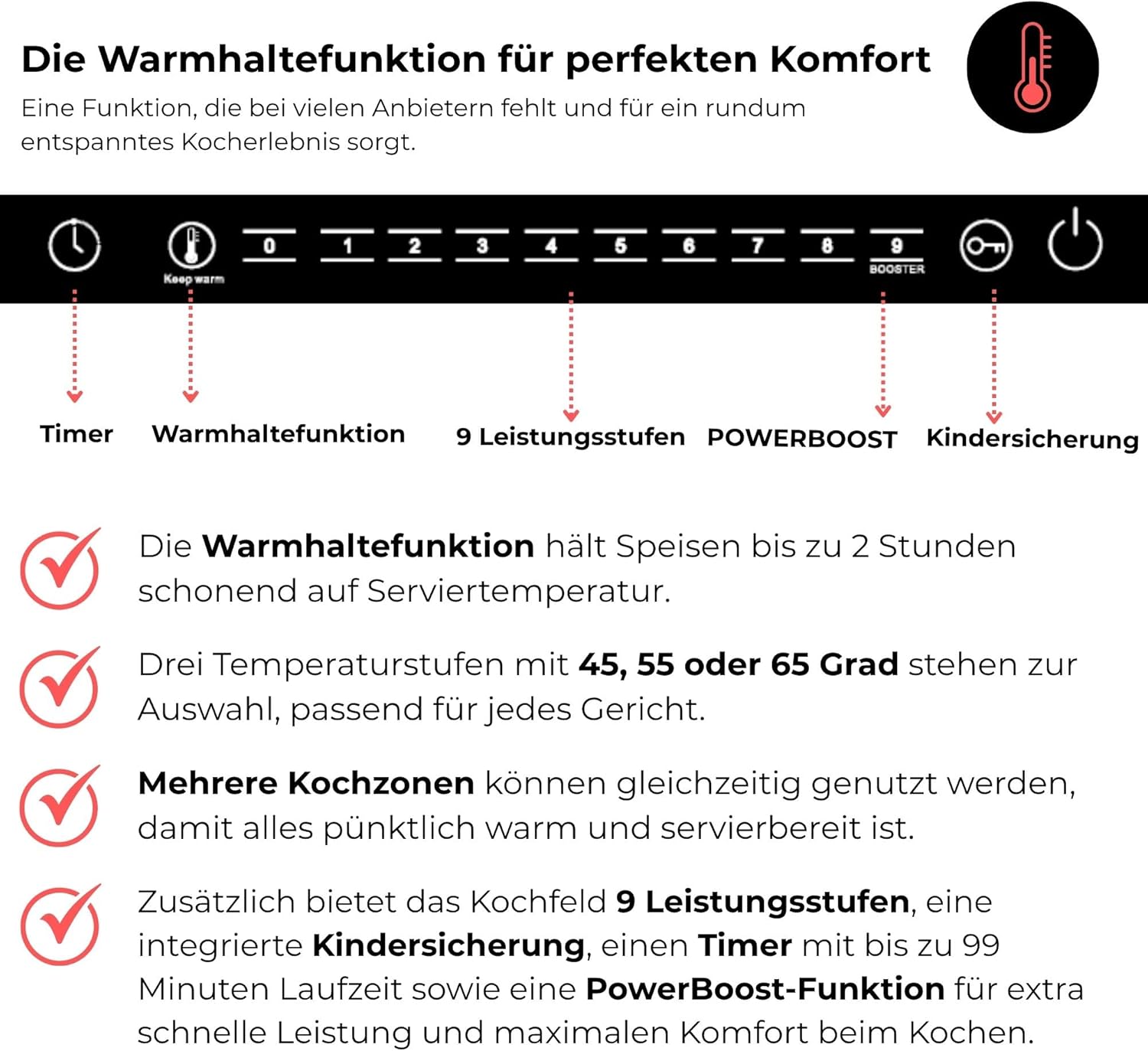Herdset | 60cm Einbaubackofen | 59cm Induktionskochfeld | Induktionskochfeld kratzfest (Anti scratch) | Grill | Heißluft | AQUA CLEAN | 9 x Funktionen | Kindersicherung