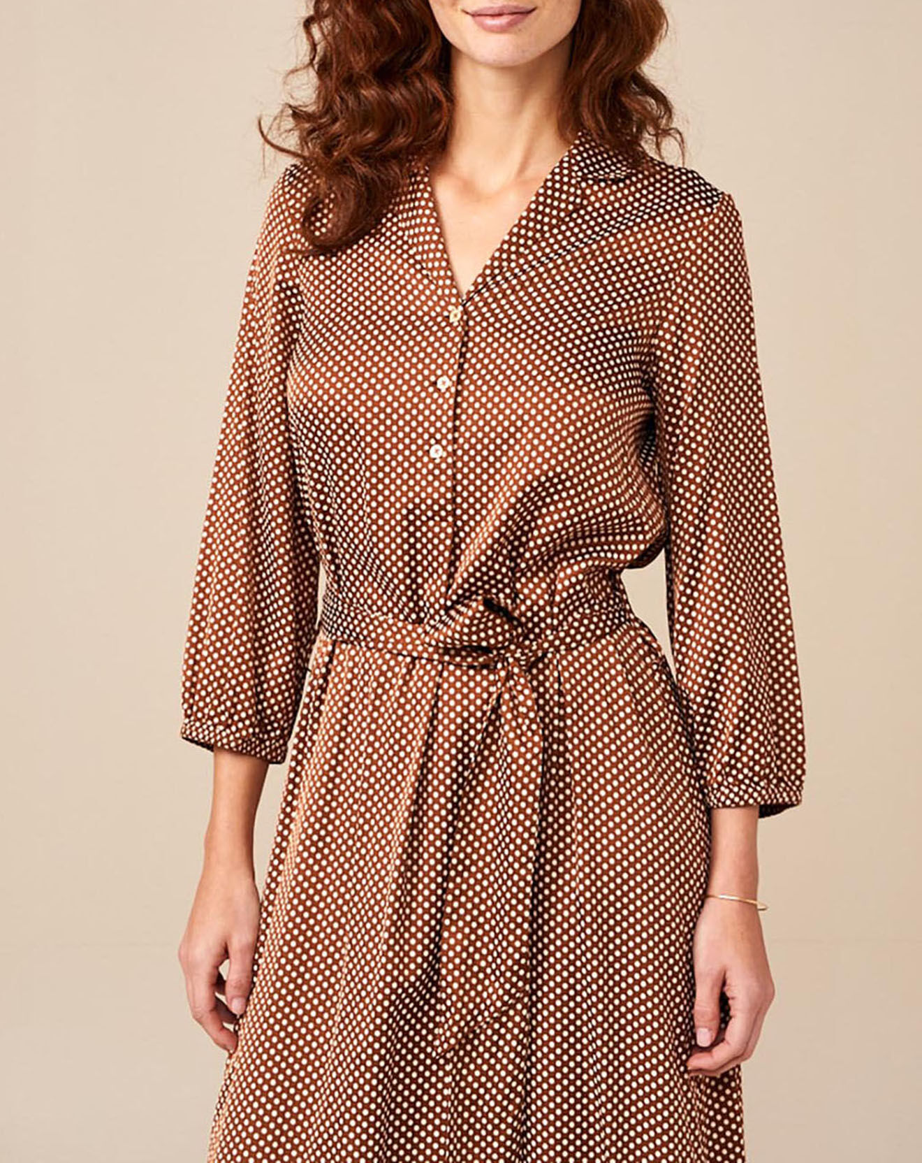 Bellerose Robe Armory à pois marron