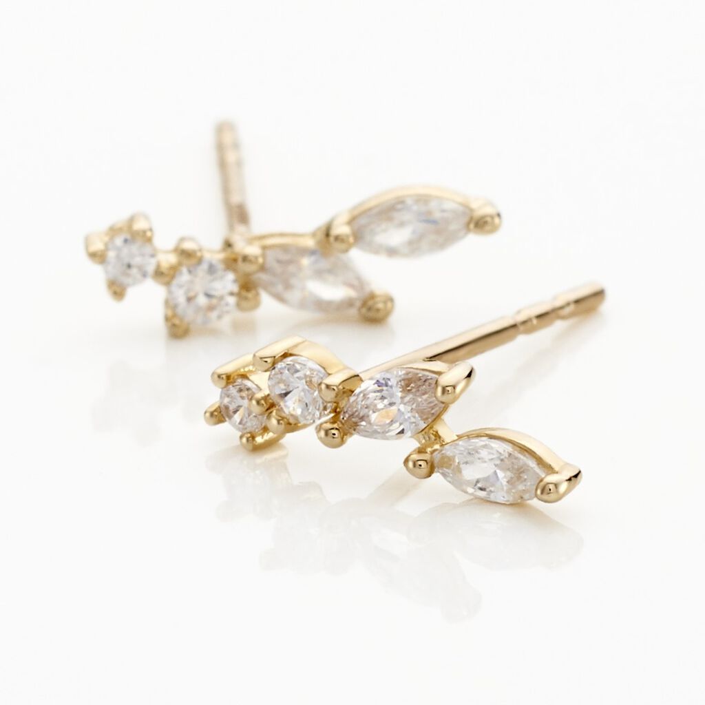Boucles D'oreilles Puces Iuliana Or Jaune Oxyde De Zirconium