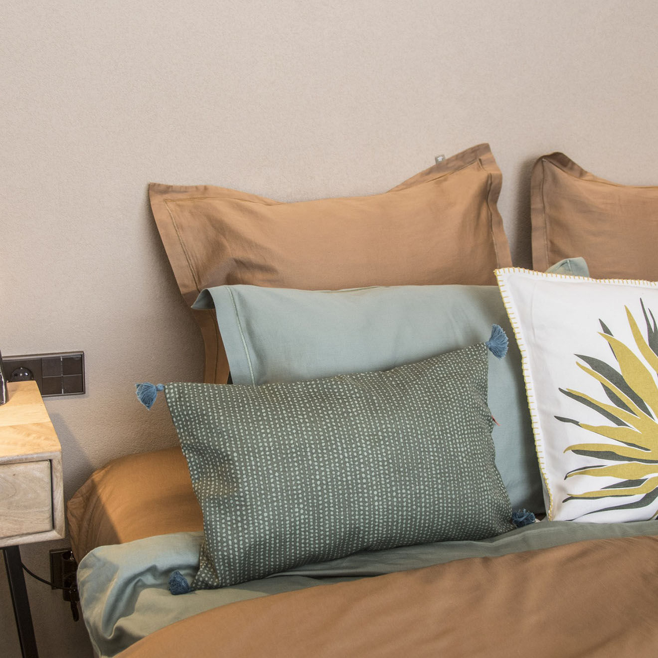 Febronie Housse de couette satin de coton Julia vert pistache
