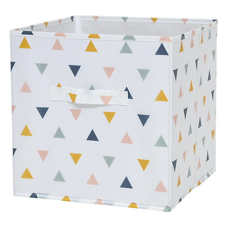 Boîte de rangement carrée en textile Mixxit motif triangles