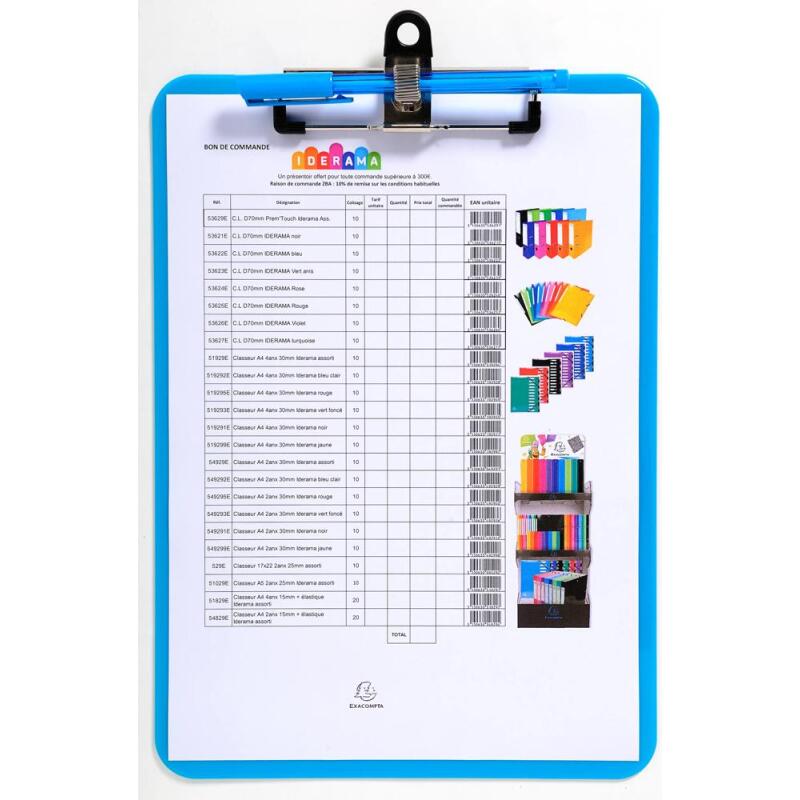 Porte-bloc Iderama - Format 22,5x31,5 cm pour A4 - Couleurs assorties