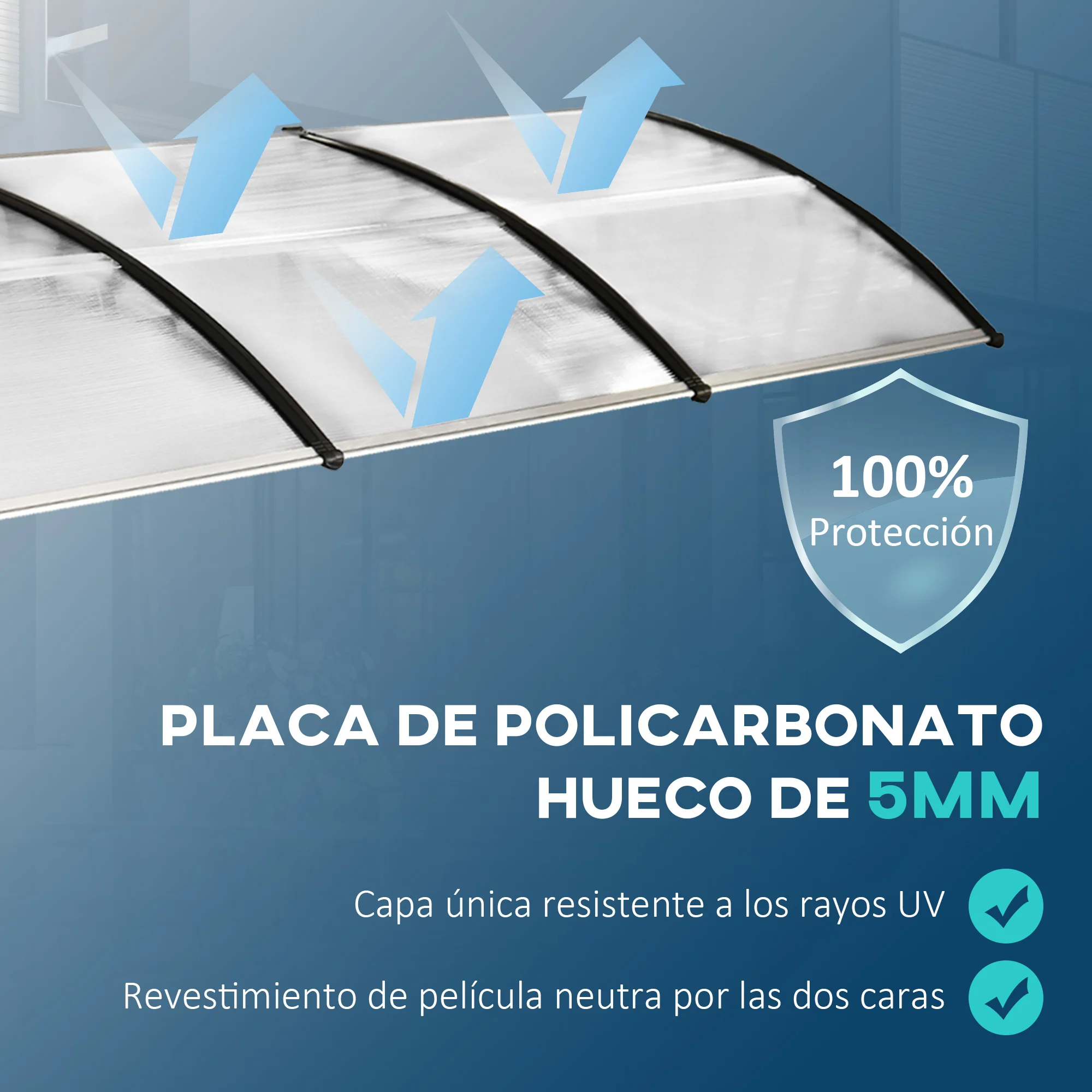 Cobertura de proteção contra sol e chuva Outsunny para portas e janelas.