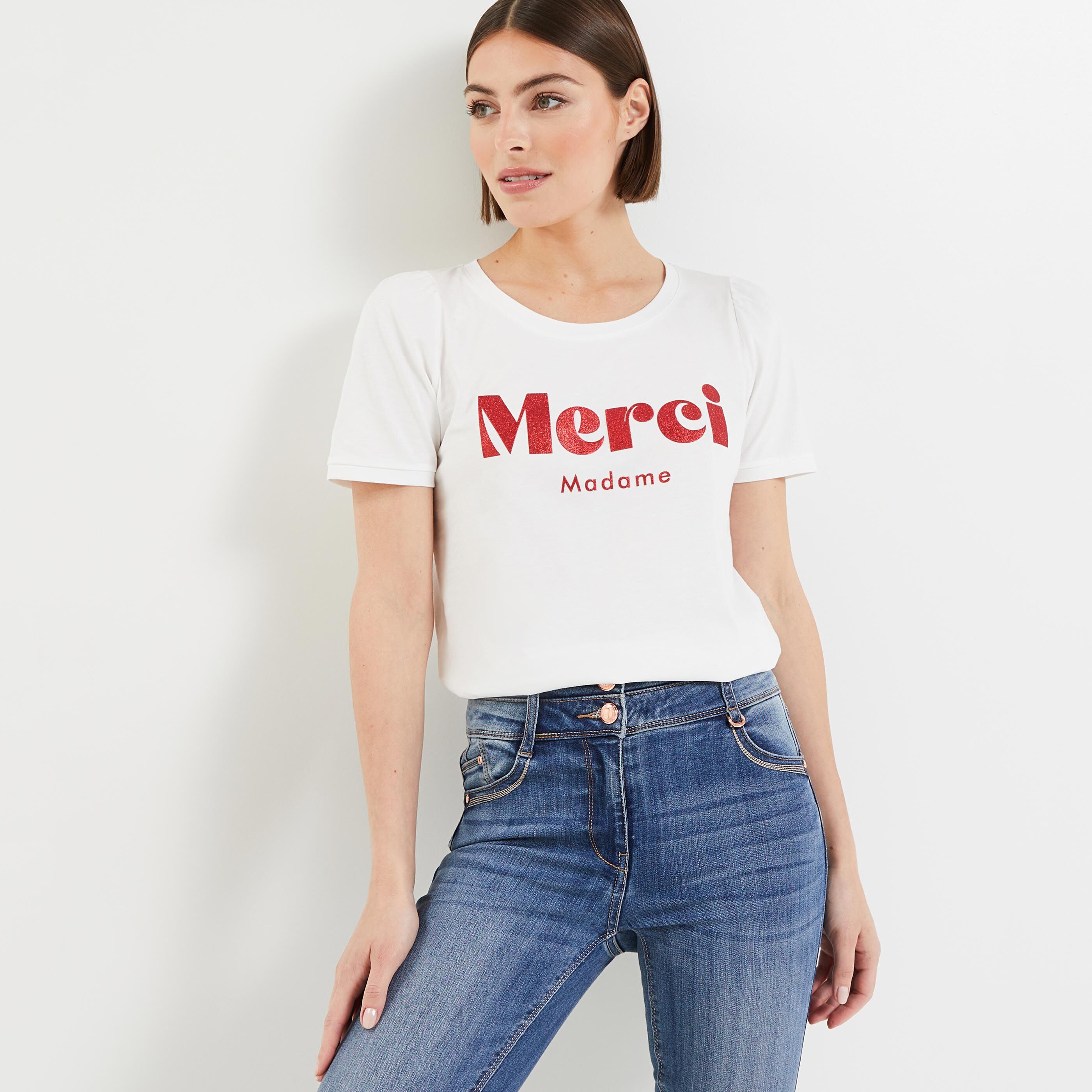 Tshirt message femme - BLANC CASSE