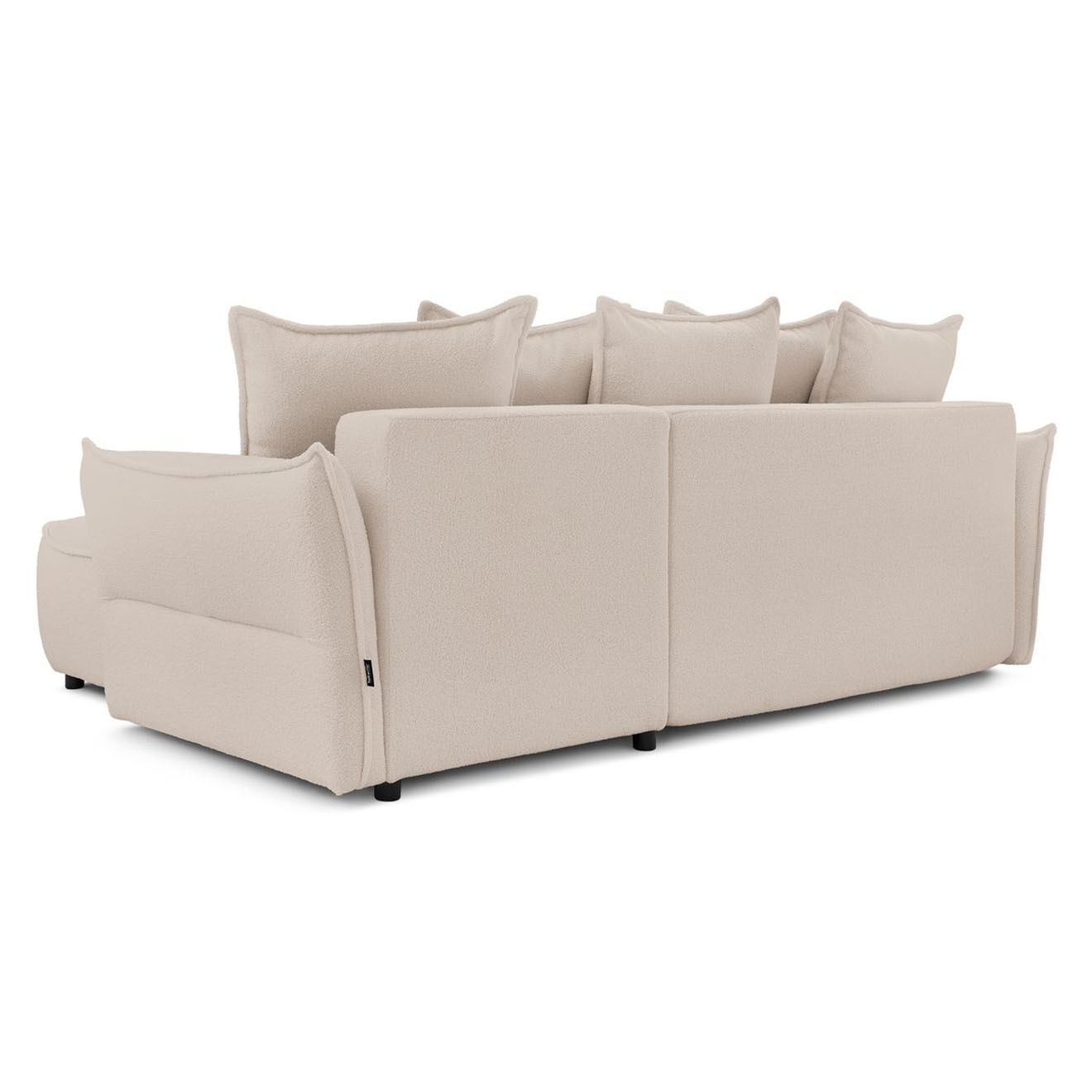 Bobochic Canapé d'angle droit convertible bouclette Léon beige - 242x158x90 cm