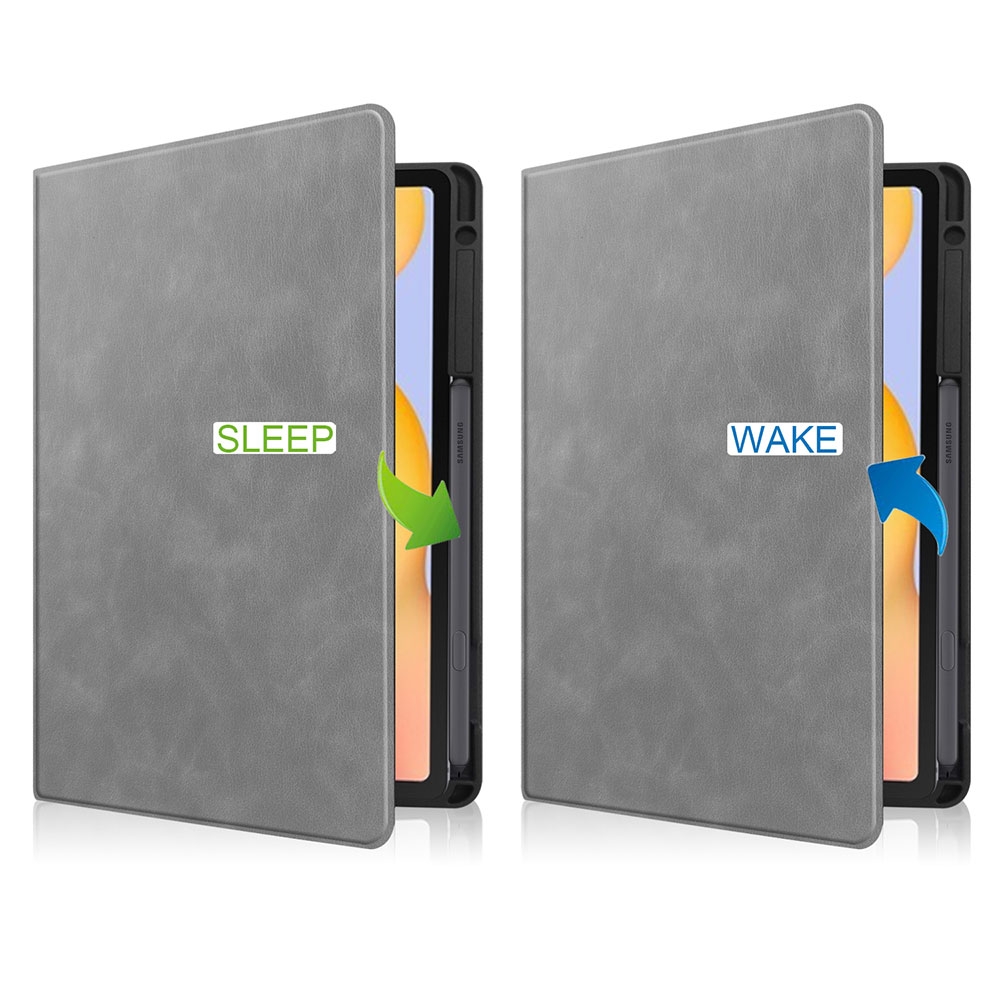 Samsung Galaxy Tab S6 Lite (2024/2022/2020) Leder Tasche Flip Cover S-Pen Halterung - Grau