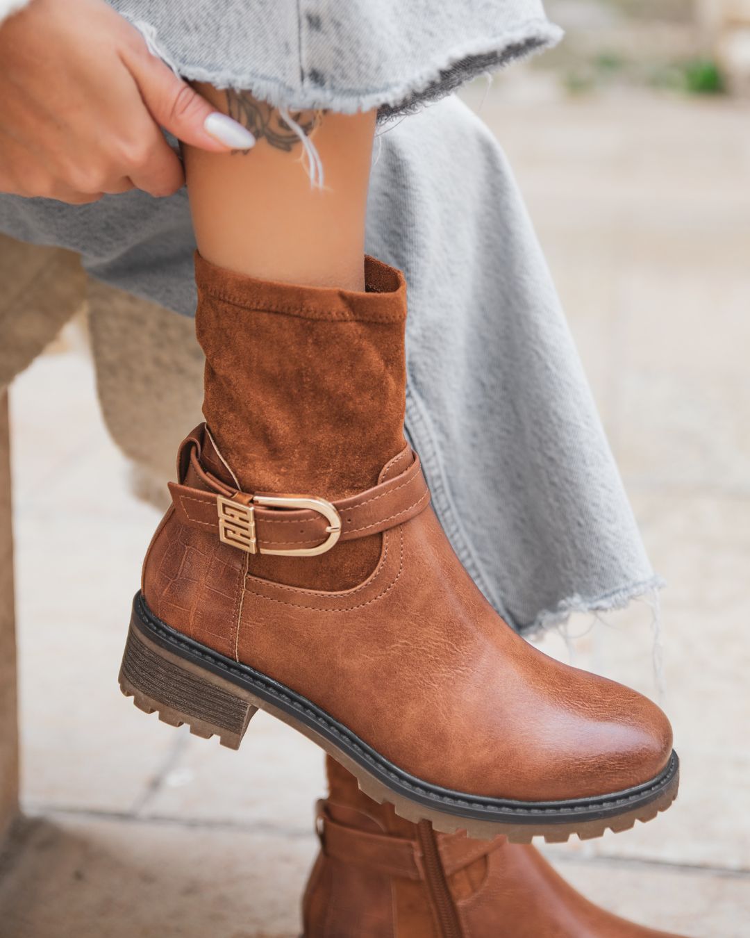 Bottines femme camel suédine - Arlette