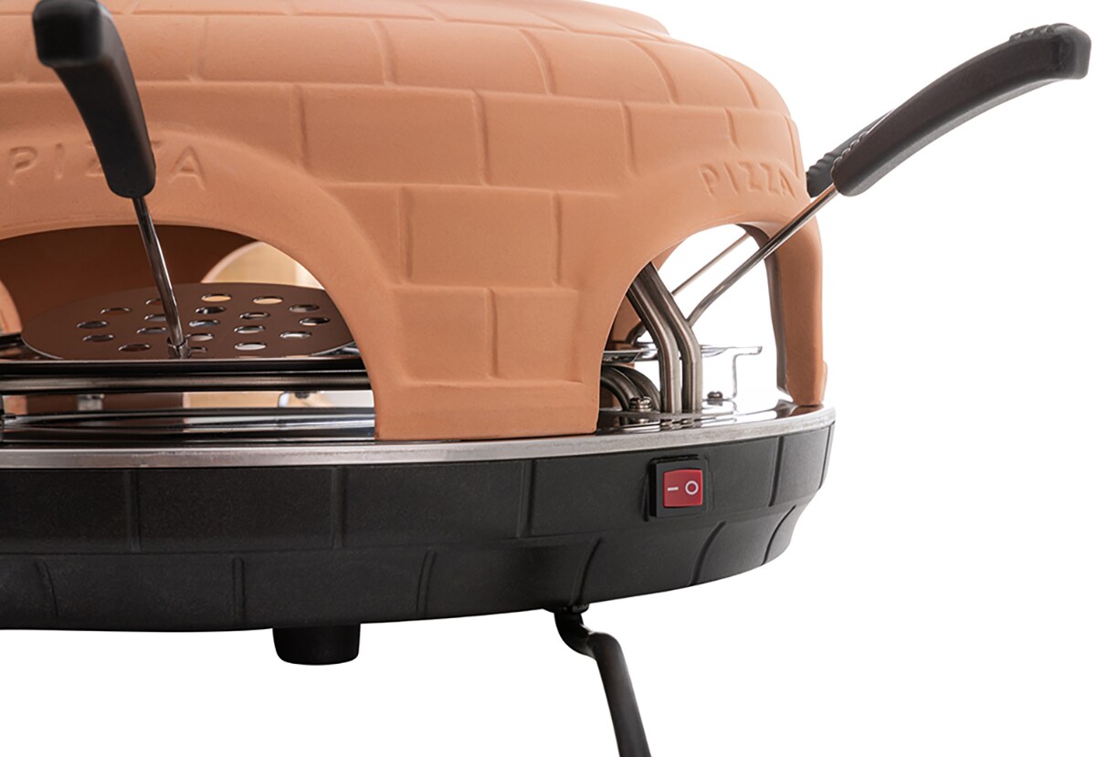 Heidenfeld Mini-Pizzaofen Pizzachef, Pizzadom für 6 Personen, Terrakotta-Kuppel, 1.100 Watt