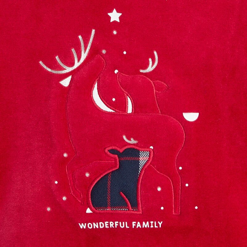 Pyjama velours famille de rennes rouge bébé garçon Rouge