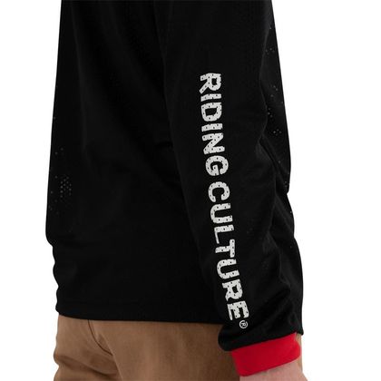 T-shirt manches longues RIDING CULTURE LOGO WHITE MESH - Noir