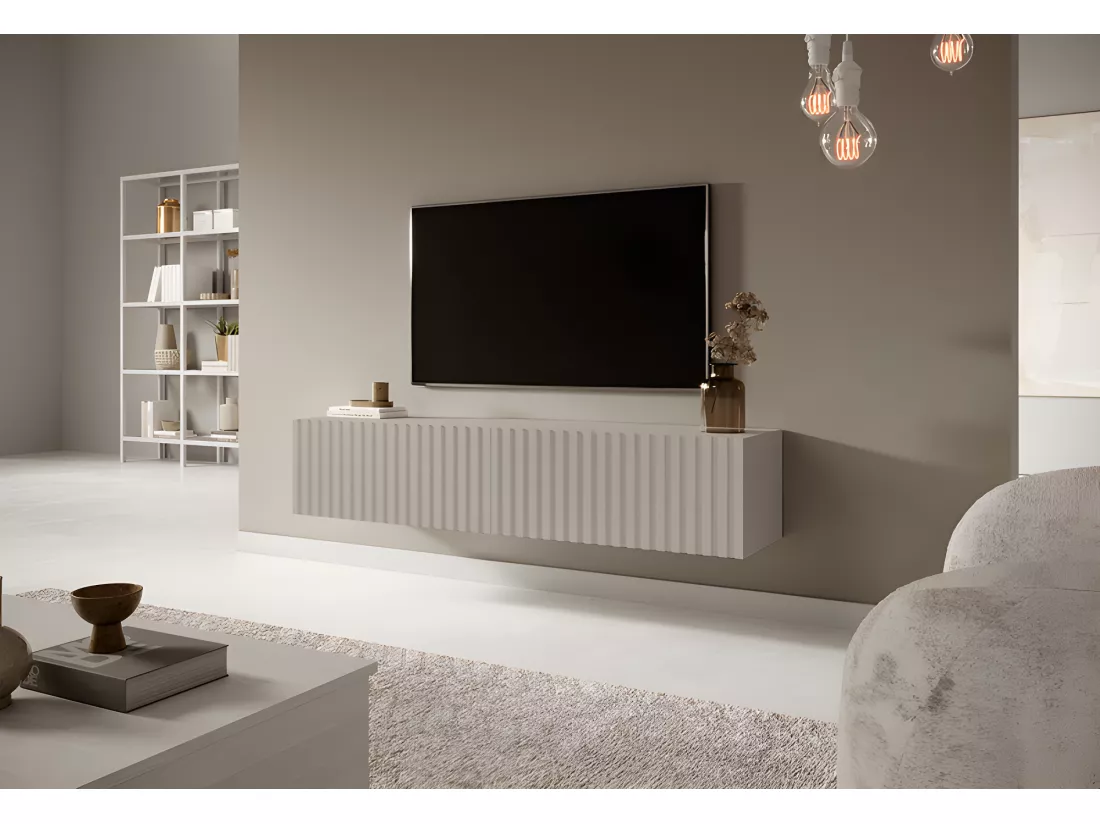 Meuble TV - 140 cm - taupe (gris-beige) - TELIRE