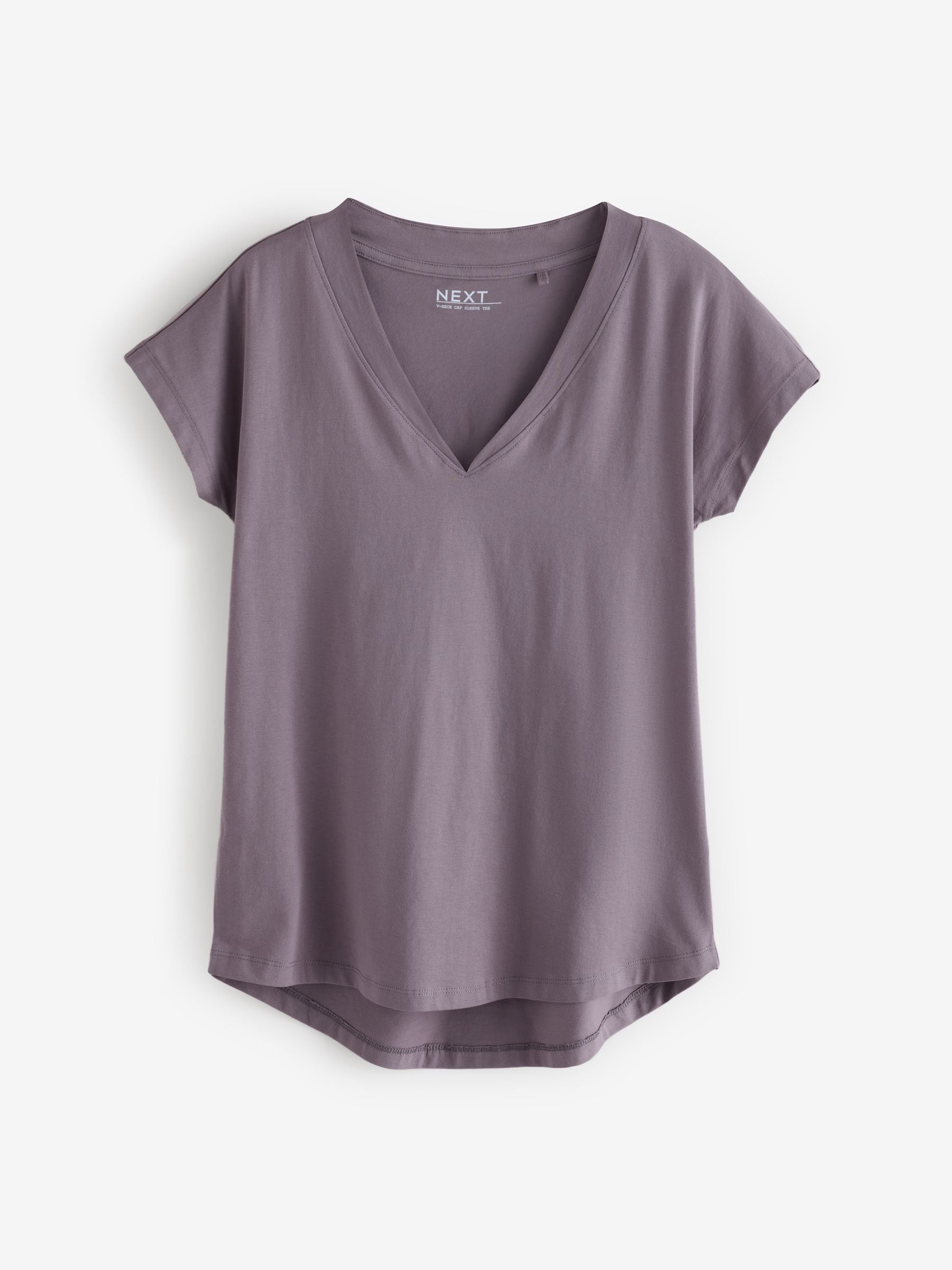 Wit/grijs/khaki/roest/bruin - Set van 5 T-shirts met V-hals en kapmouwen van 100% katoen