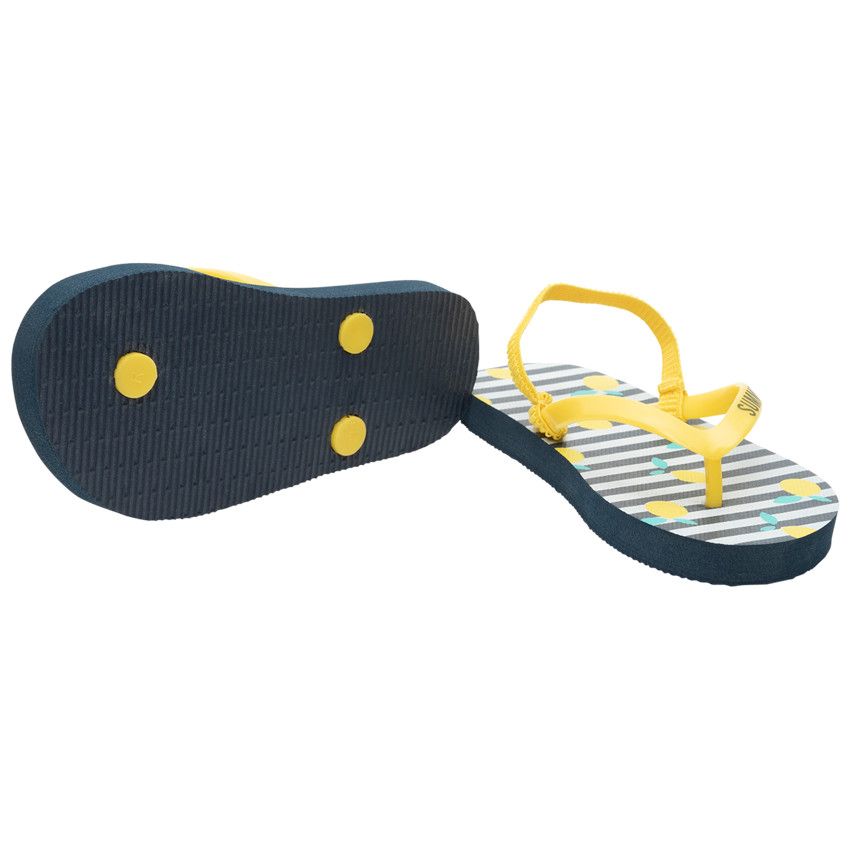 Tongs à rayures et citrons avec lanière au dos - Jaune