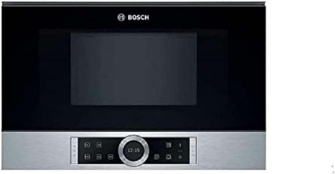Bosch BFL634GS1 Serie 8 Einbau-Mikrowelle, 38 x 60 cm, 900 W, Türanschlag Links, AutoPilot 7 7 Automatikprogramme, Reinigungsunterstützung, TFT-Touchdisplay, LED-Beleuchtung gleichmäßige Ausleuchtung