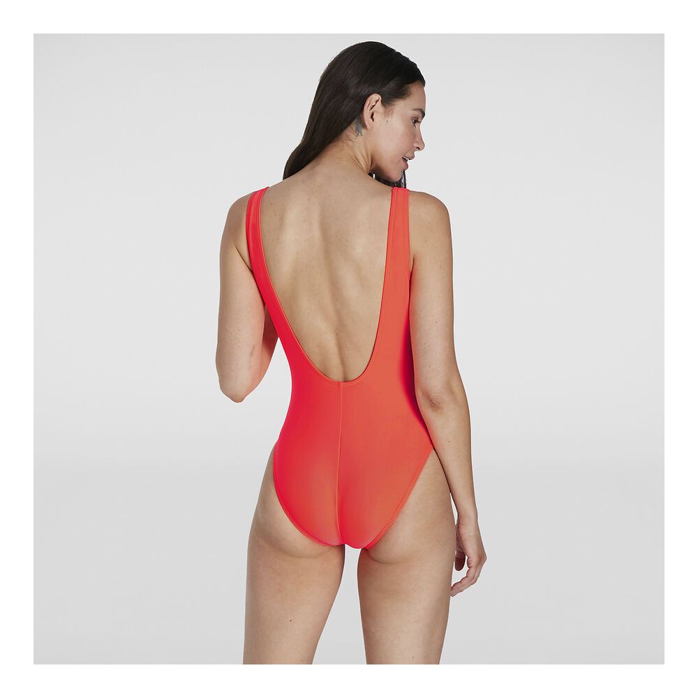 Speedo LOGO DEEP U-BACK - Maillot de bain 1 pièce Femme redwhite