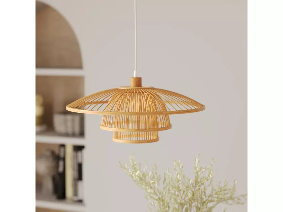 Suspension en bambou naturel et métal D50 cm - Mirabel