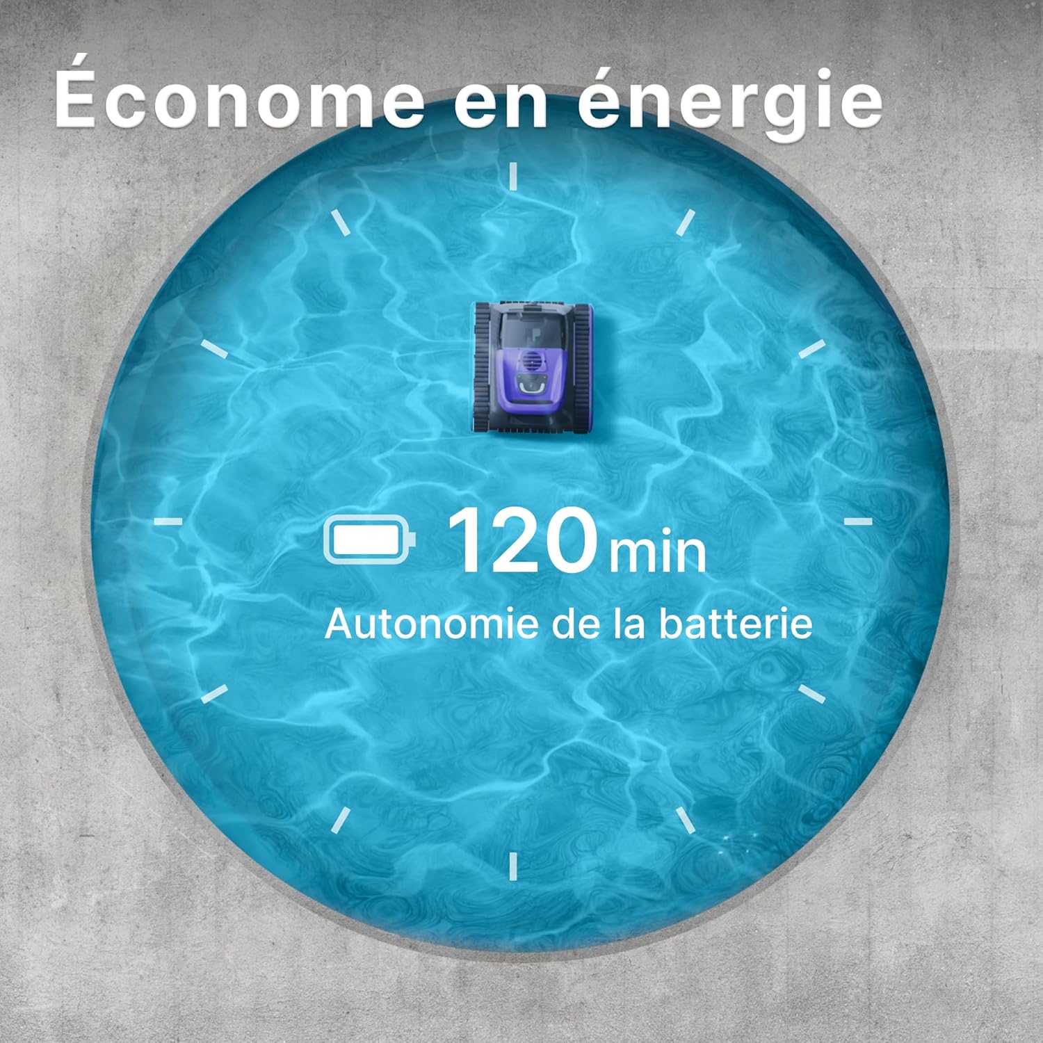 Niya Sonar 30 par Les créateurs de Dolphin, Offre jusqu'à 2h de Nettoyage sans Fil, Couverture complète de la Piscine grâce à sa Navigation Intelligente Sonar, par à Toutes Les Piscines jusqu'à 10m