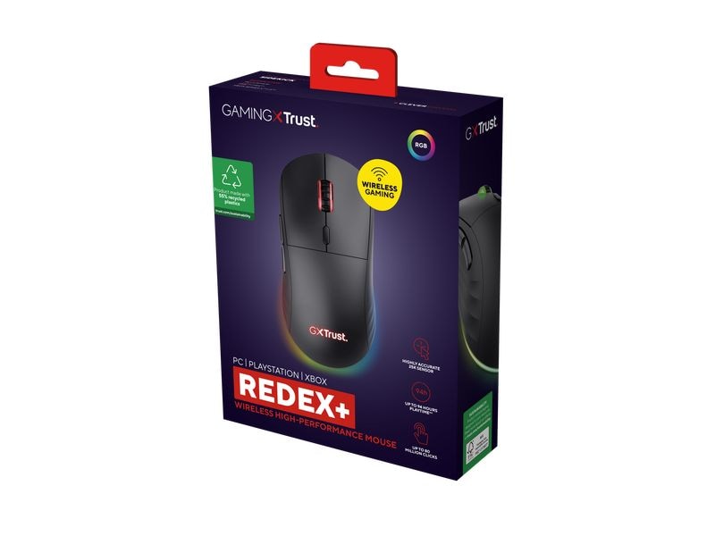 Trust Gaming-Maus GXT 927 Redex Leistungsstarke kabellose Gaming-Maus mit extrem niedriger Latenz und vollständig einstellbarer RGB-Beleuchtung