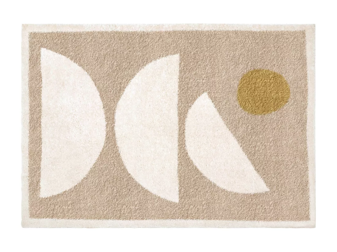 Tapis shaggy design à motifs abstraits - 160 x 230 cm - Beige et crème - MYNIO