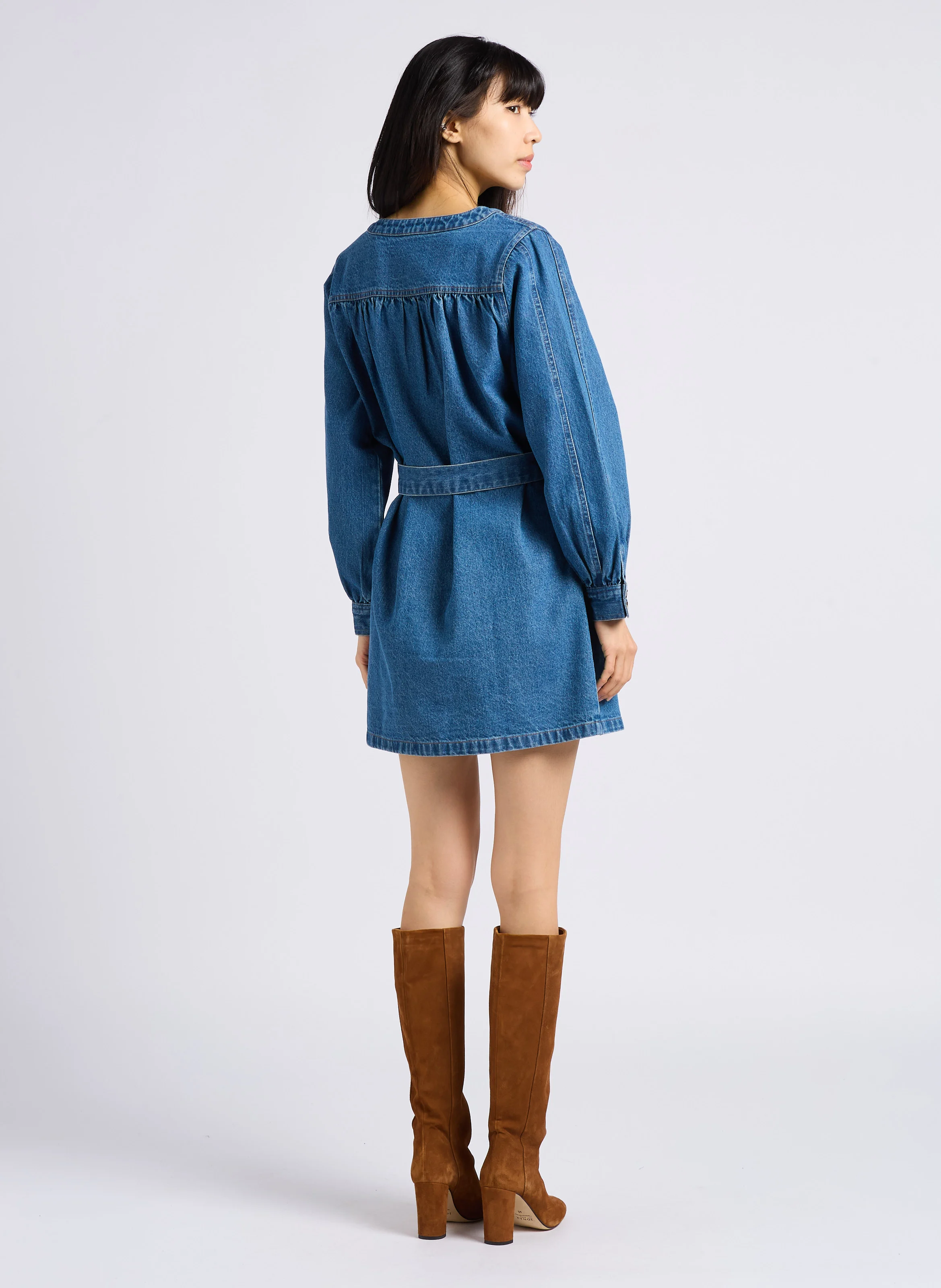 ANDREA - Robe chemise courte en denim| Jean Stone