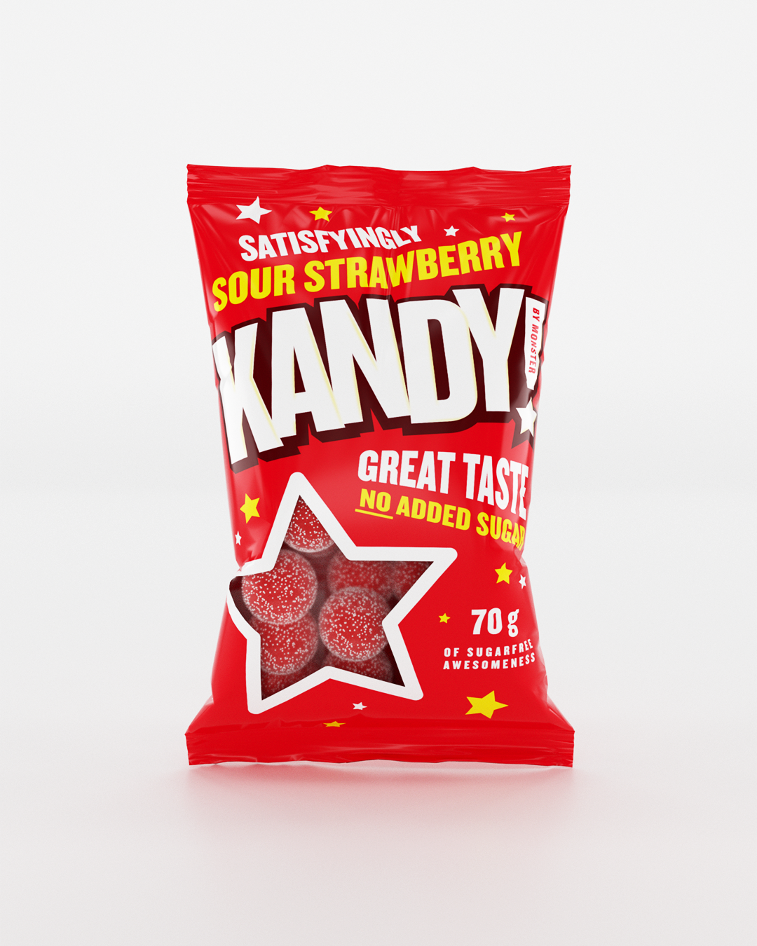 KANDY! Sour Strawberry 10x70g - Sukkerfritt godteri