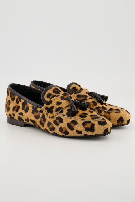 Loafer, Felloptik, Leomuster, Lederfutter, Weite H