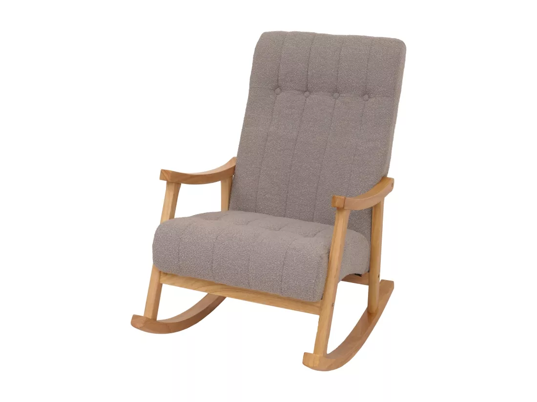 Fauteuil à bascule MCW-K10, gris, piètement naturel