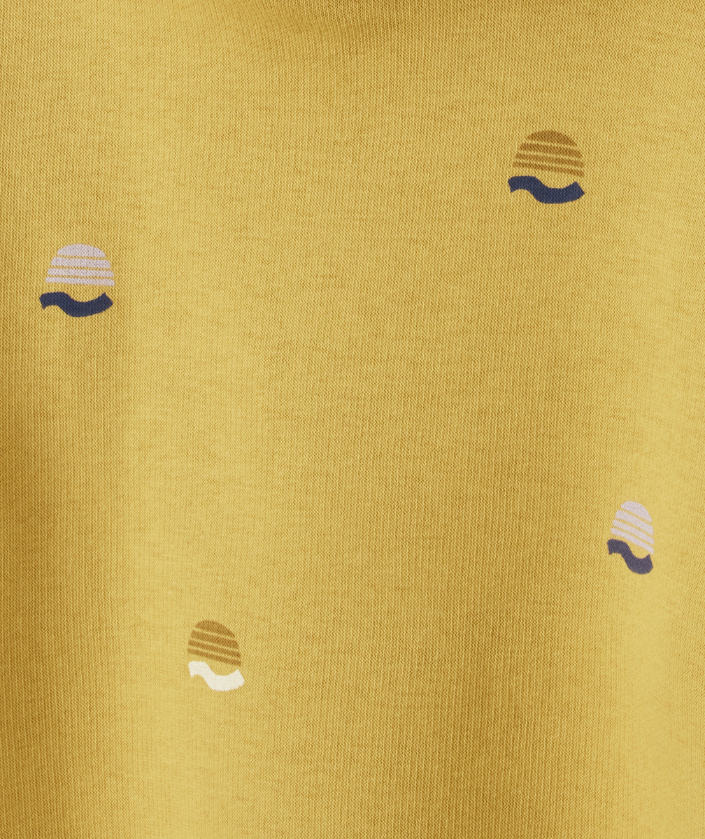 SWEAT À CAPUCHE GARÇON EN FIBRES RECYCLÉES JAUNE IMPRIMÉ
