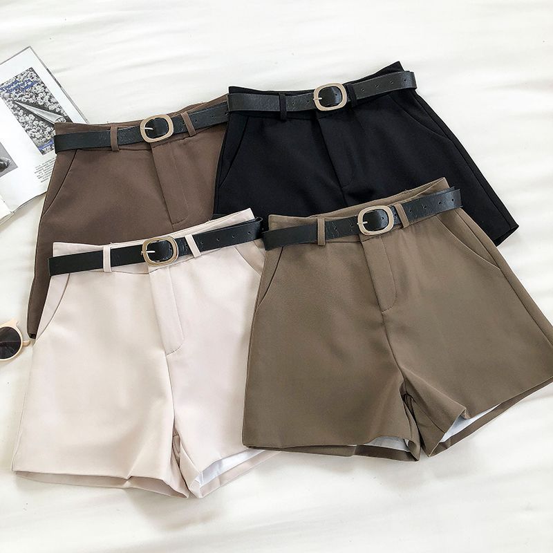DIYI - Effen shorts met hoge taille en riem