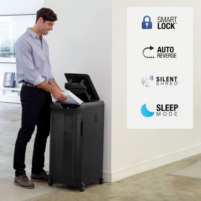 Fellowes AutoMax 350C - destructeur de documents coupe croisée - 350 feuilles - Corbeille 68 litres - anti-bourrage - destruction silencieuse