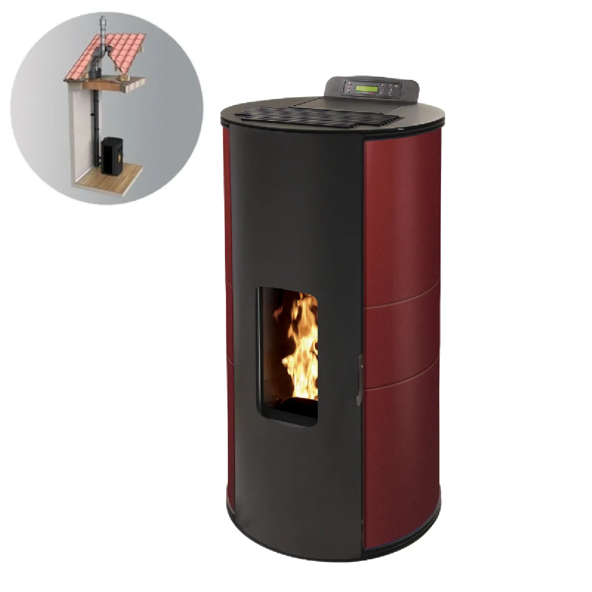 INTERSTOVES GIANNI 9 Etanche + Conduit Vertical - Bordeaux