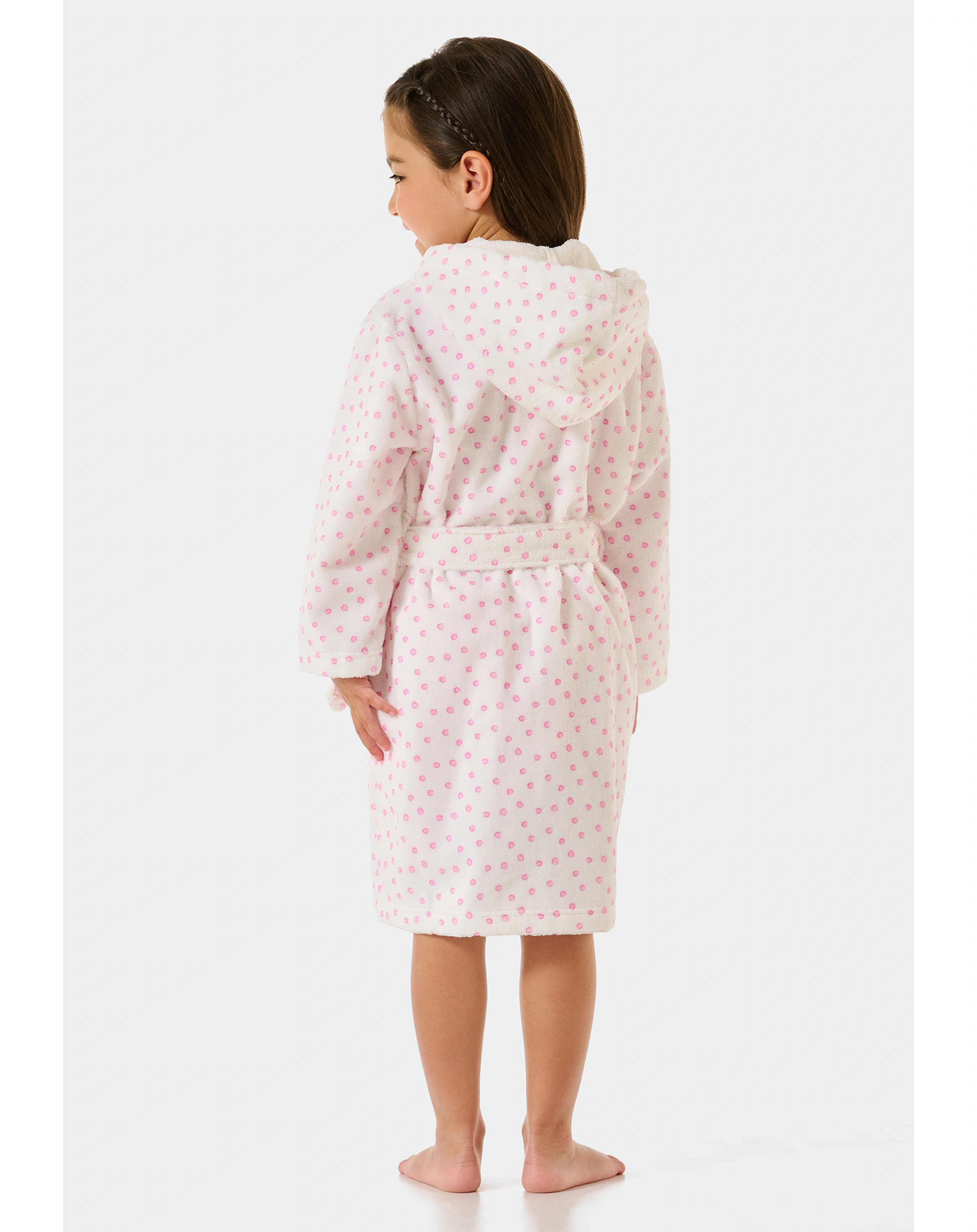 Bademantel FINE DOTTY in weiß/rosa