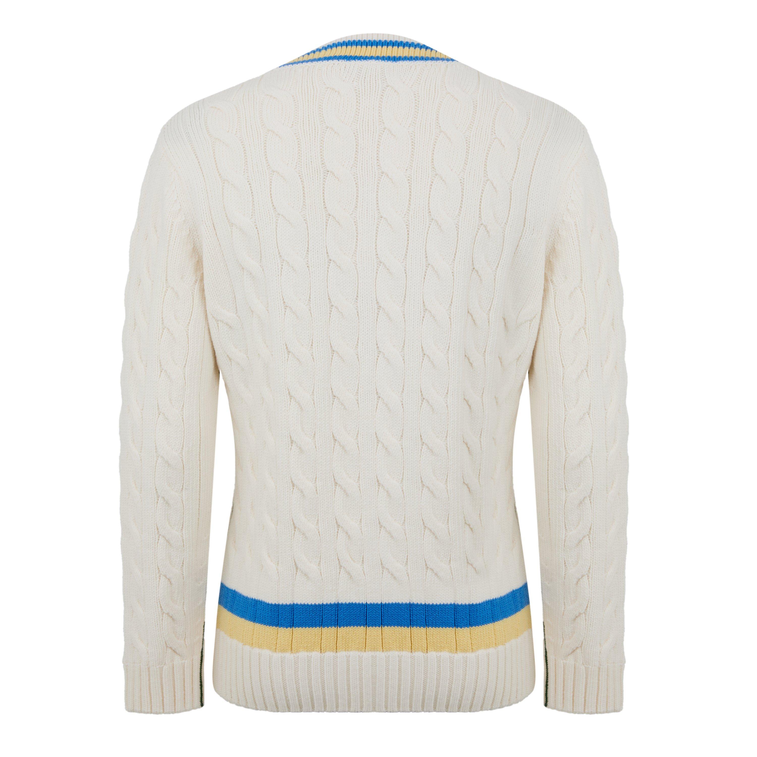 Lacoste V Neck Striped Wool Sweater
