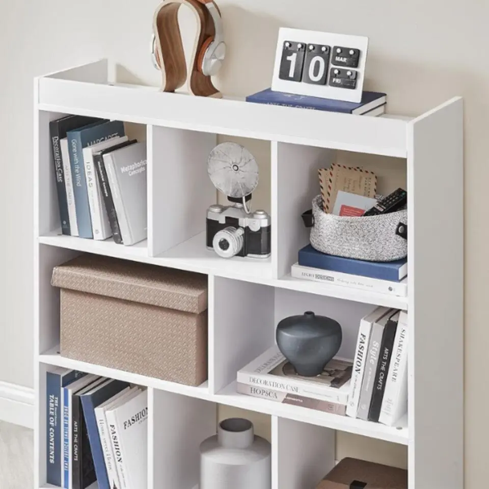 Witte houten open boekenkast 97.5x30x100cm