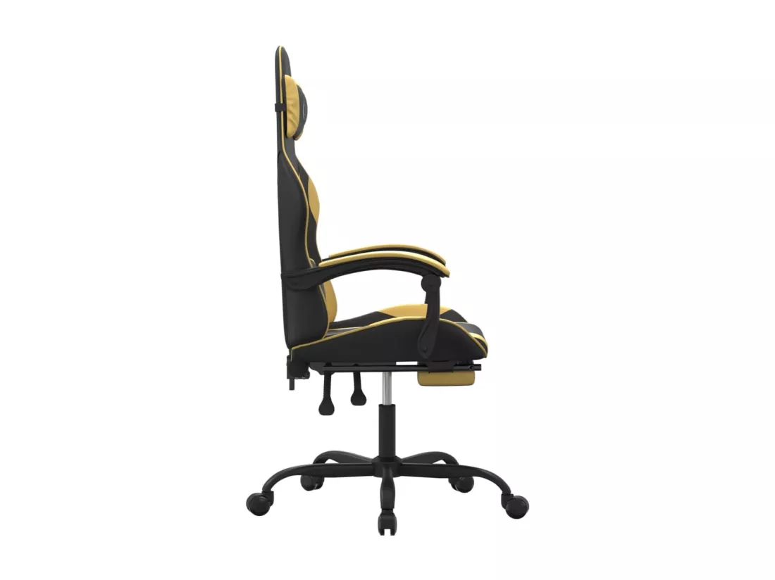Chaise de jeu pivotante et repose-pied Noir et doré Similicuir