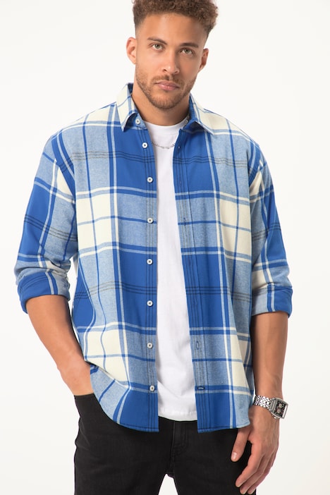 STHUGE Karo-Flanellhemd, Langarm, Modern Fit, Kentkragen, bis 8 XL