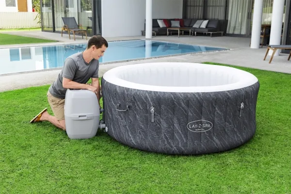 Bestway Lay-Z-Spa 60175, 669 L, 4 person(er), Rund, Boble/Jet massage, Grå, Hvid, 40 °C