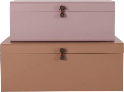 House Doctor - Æsker Til Opbevaring - Metal - Beige Og Rosa - 2 Stk