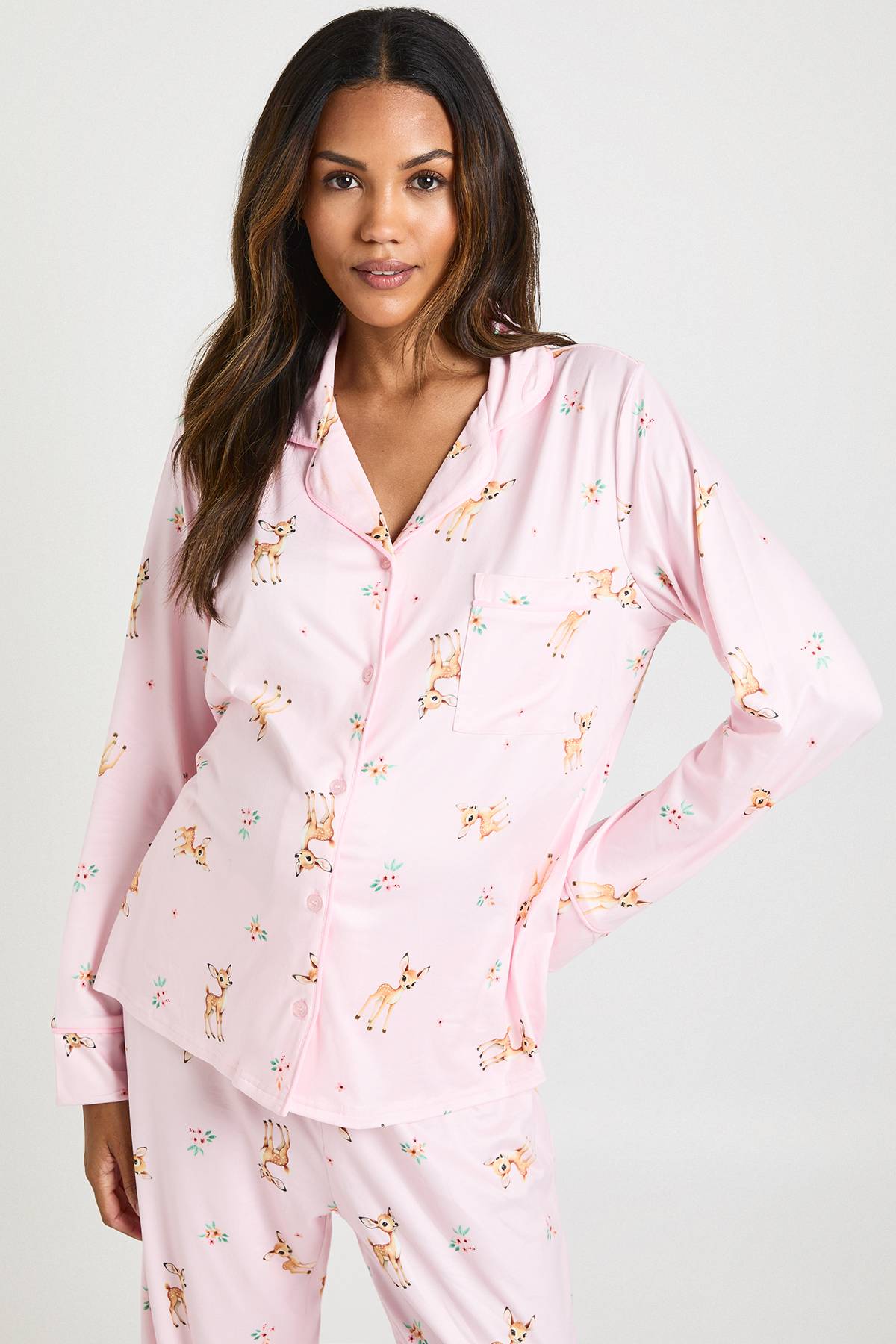 boohoo Ensemble De Pyjama De Maternité Chemise À Manches Longues Et Pantalon Imprimé Cerfs De Pâques