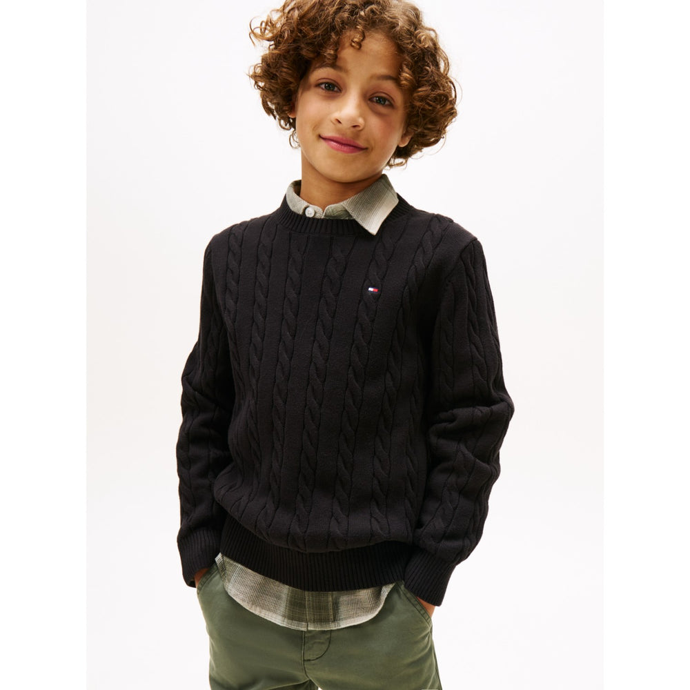 Køb Tommy Hilfiger Black Bomuld Cable Sweater