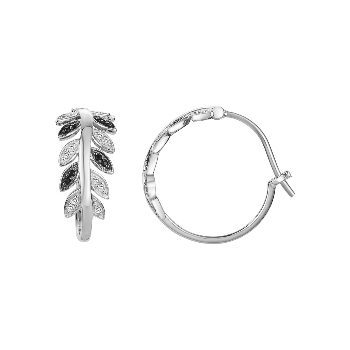 Boucles d'oreilles pendantes en Argent avec oxyde de zirconium noir