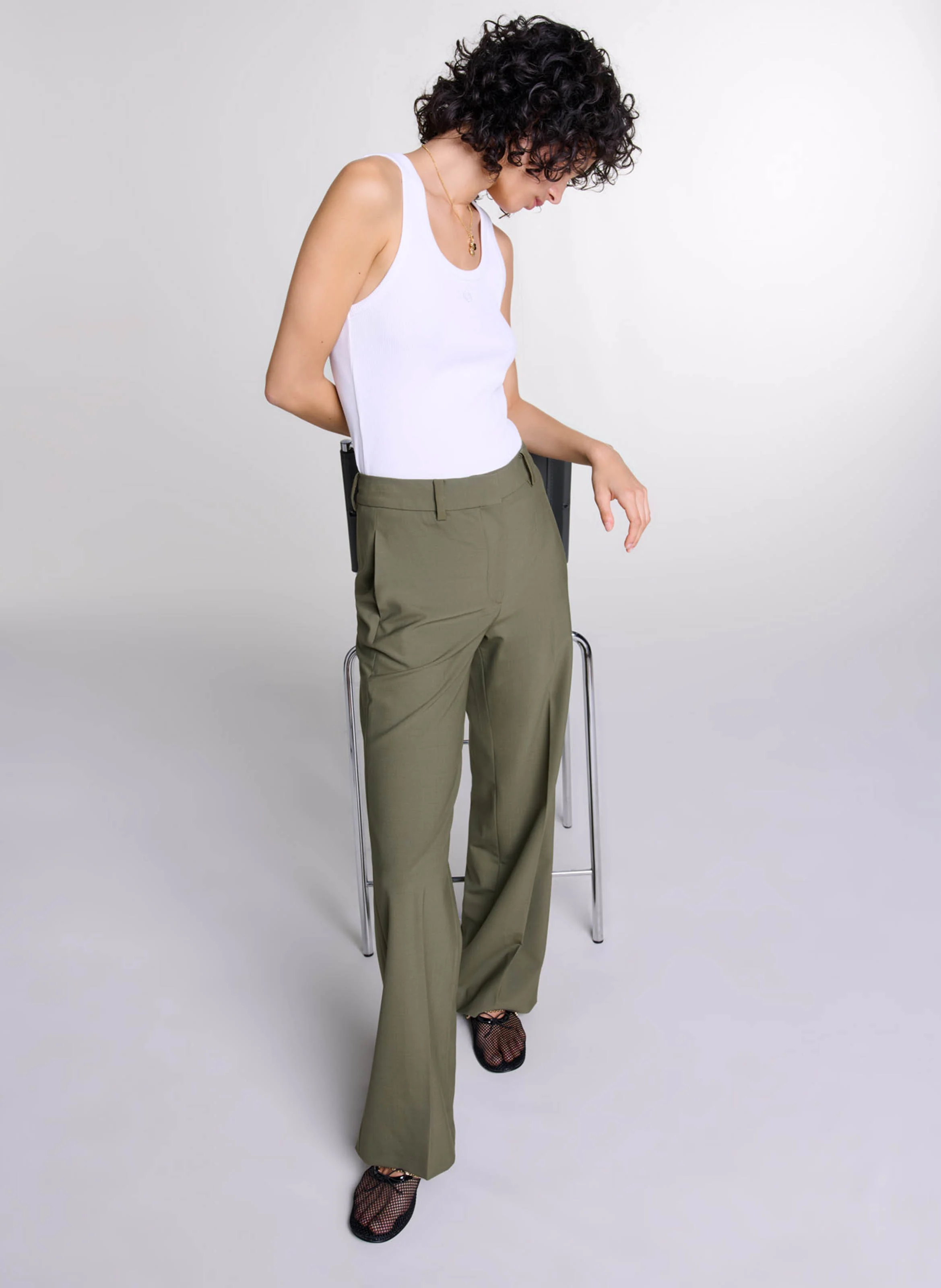 Pantalon de tailleur droit | Kaki