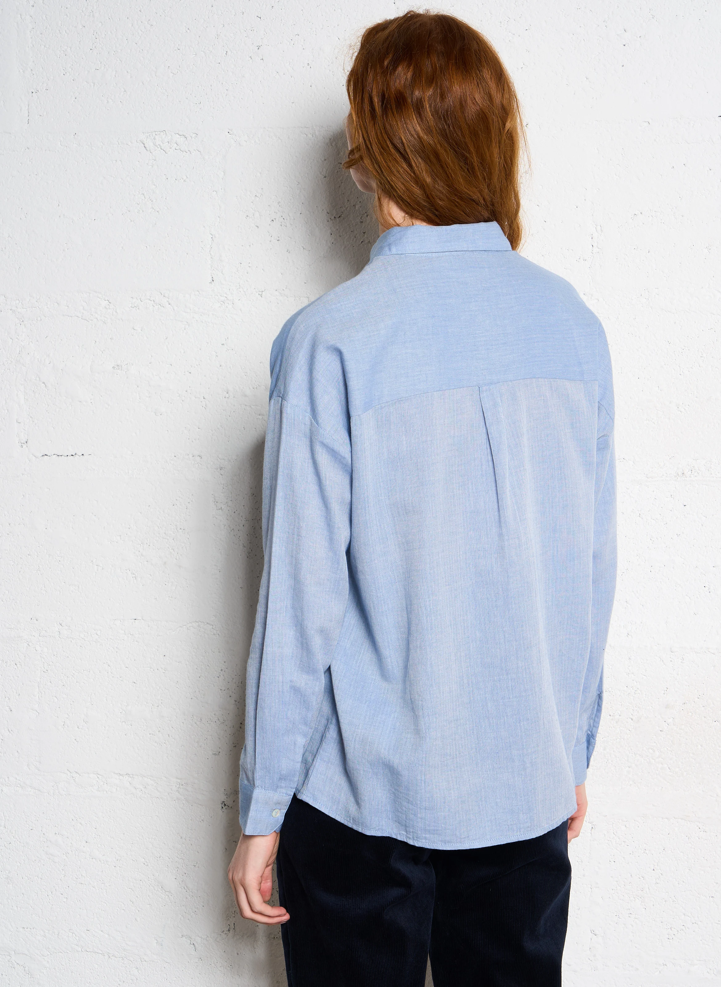 CORALIA - Chemise col classique en coton | Bleu
